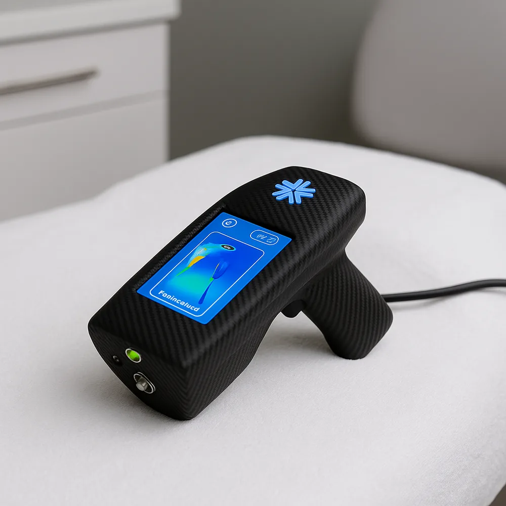 The XR ISO applicator resting on a treatment bed between sessions